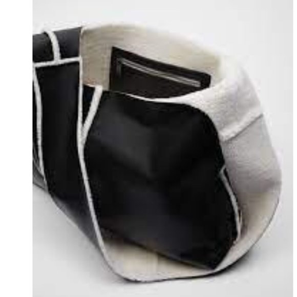 ZARA BLACK FAUX LEATHER TOTE BAG - Picture 3 of 4